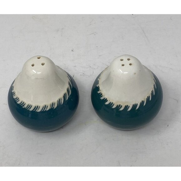 Vintage Harker Ware Corinthian Teal Green Salt & Pepper Shaker Set Harkerware - Picture 2 of 6